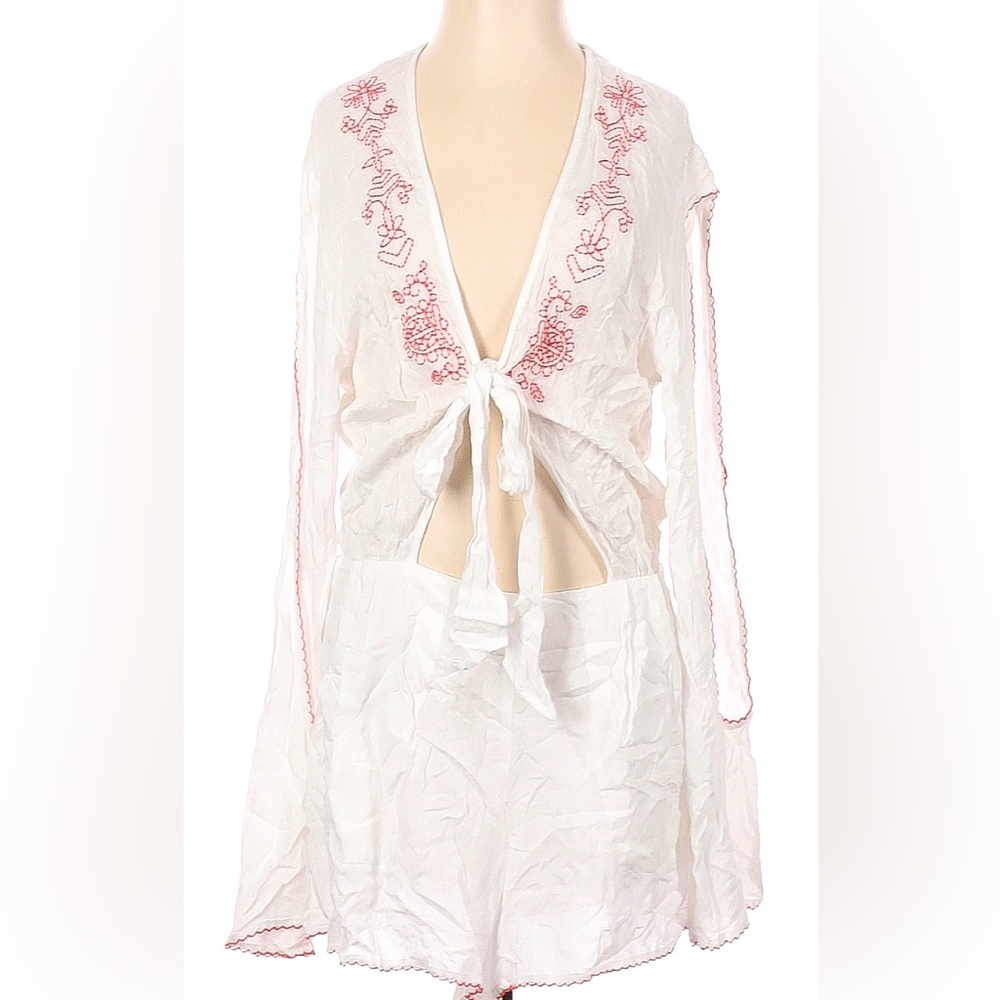 ⭐️LIKE NEW⭐️SOMEDAYS LOVIN~Women’s Sheer Romper~White & Red~XS
